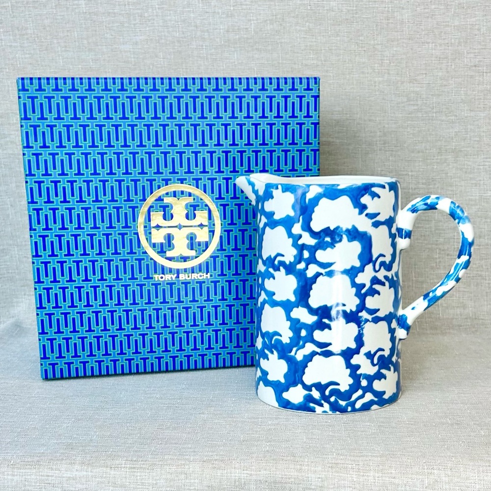 Tory Burch Hand-Painted Small Blue Pitcher / Vase – NWT with Original Box